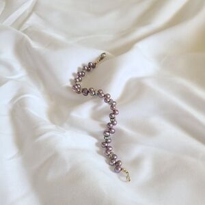 Handcrafted Mauve Pearl & Sterling Silver Bracelet